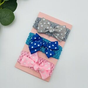 NEW BABY GIRL TODDLER POLKADOT BOW HEADBANDS